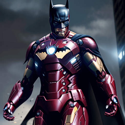 AI generated: Batman buy iron man ,4k, ultra hd 