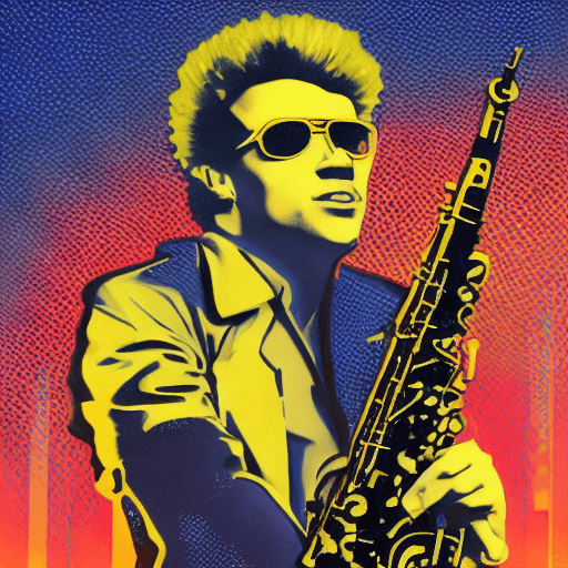 AI generated: 80s music artwork featuring a saxophone
