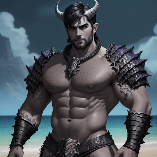 AI generated: A dark short hair male necromancer with scales, highly detailed, DND, Dragon summoner, dragon pet, n...