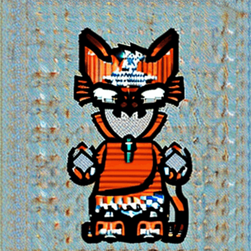 AI generated: illustration of an gentleman cat, in the style of 2d game art, cyan and orange, 32k uhd, necropunk, ...