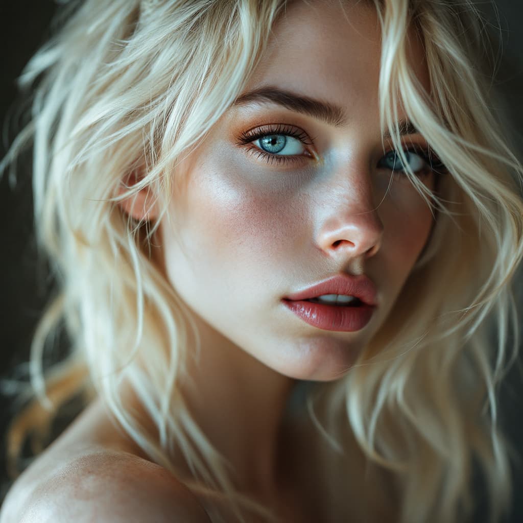 AI generated: white skin blonde with skinny hot face