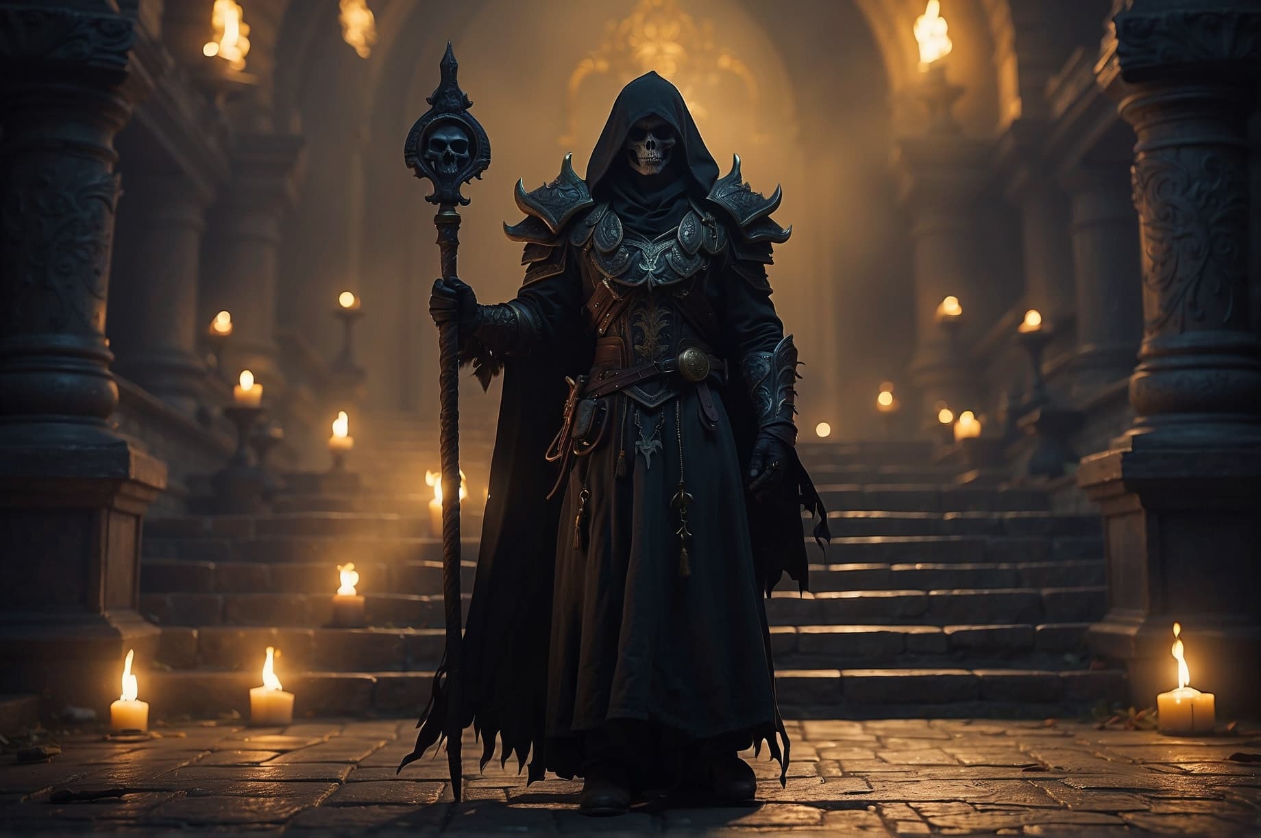 AI generated: "Produce an artistic representation of a fearsome Undead Warlock from World of Warcraft. Capture the...