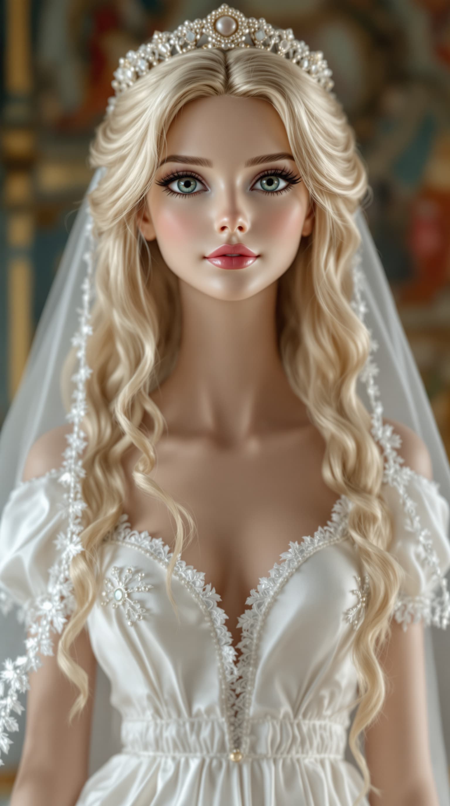 AI generated: A professional photograph showcases the most stunning porcelain figurine of Princess Charlotte as a ...