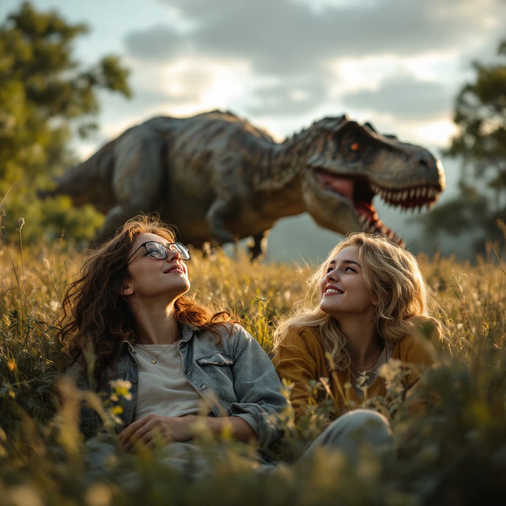 AI generated: High resolution photography A photorealistic image of Two female college students, a female, wearing...