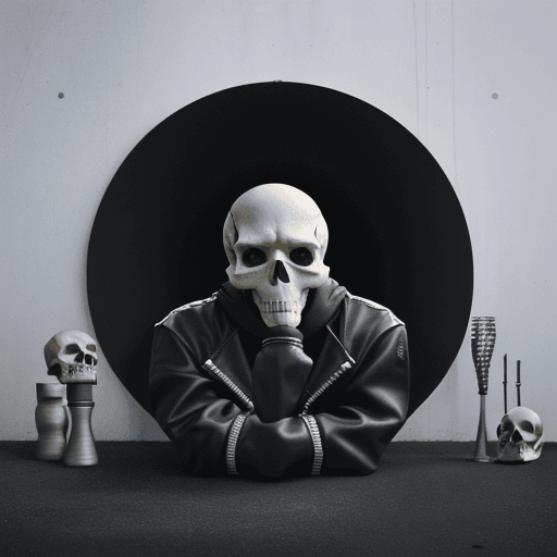 AI generated: skull, 
drill music art for a playlist (no people)

