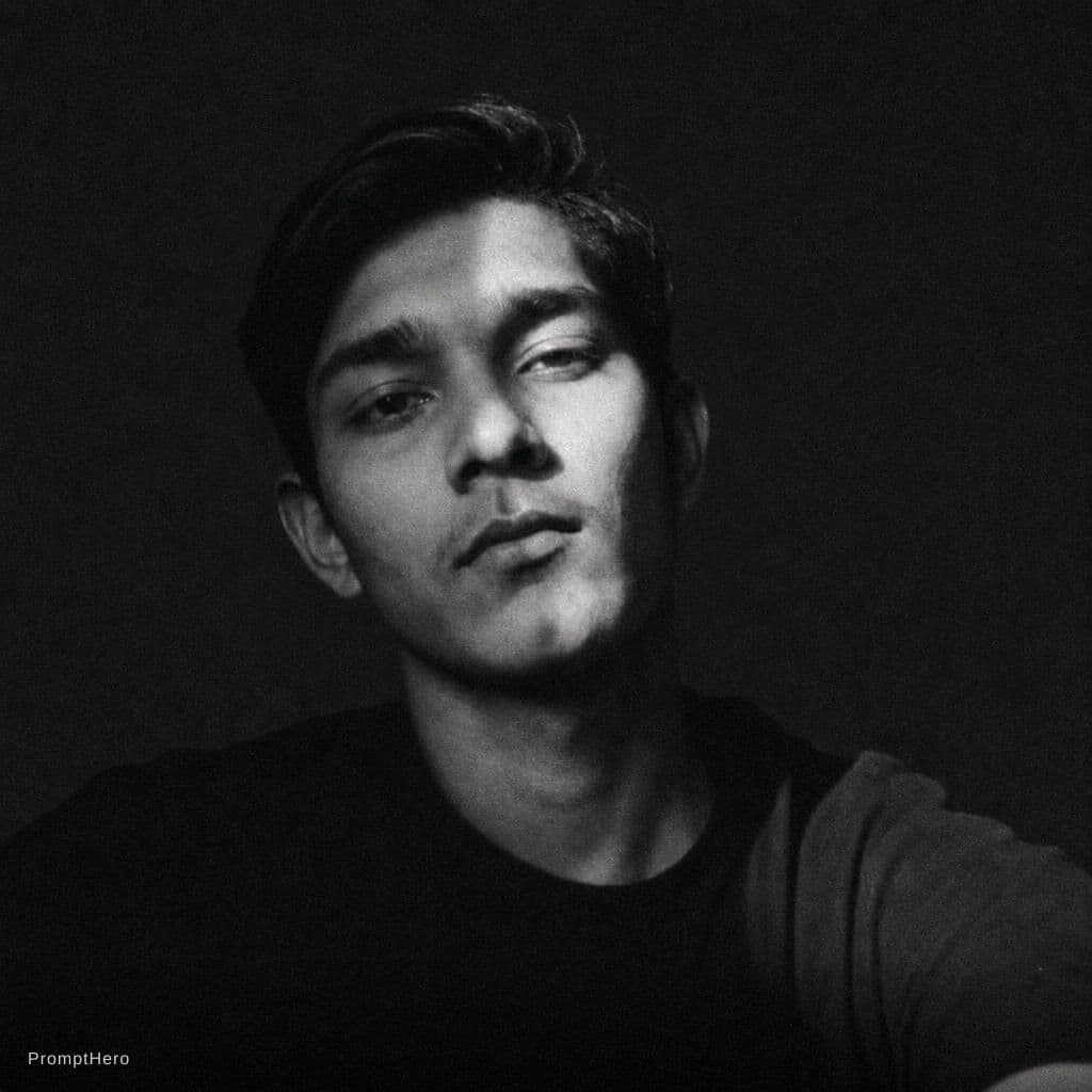 AI generated: Him, posing, handsome, selfie, low quality