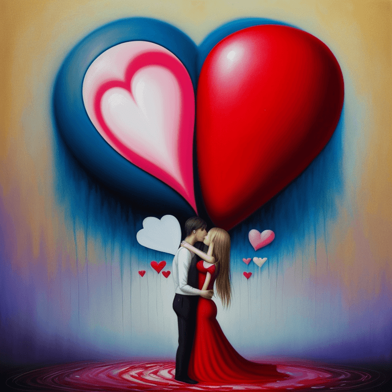 AI generated: Painting, Surreal art, heart and love
