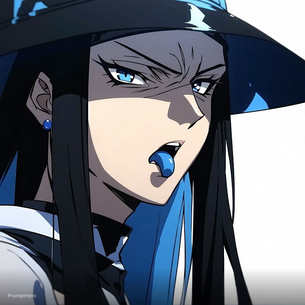 AI generated: esdeath from akame ga kill tongue tease , drolling , saliva ,
