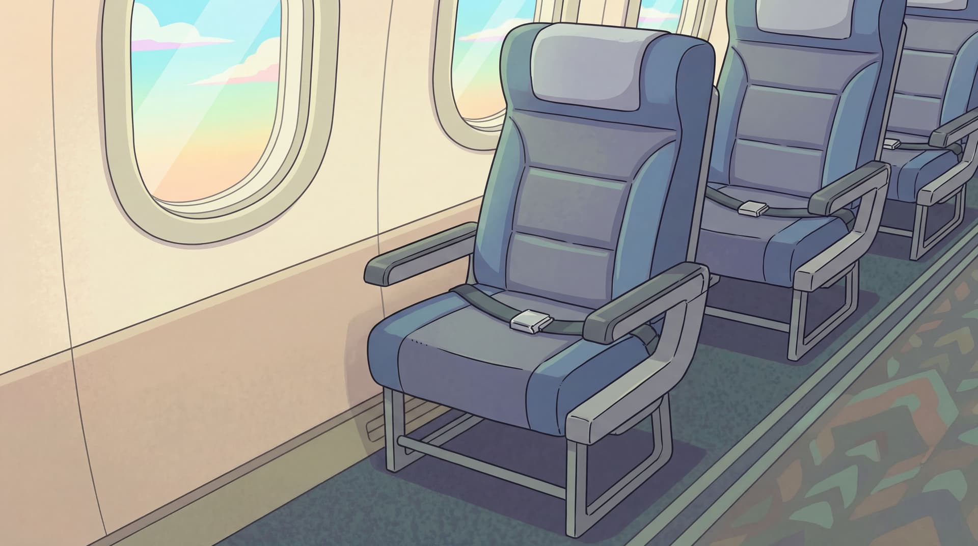 AI generated: show close up of the airplane window and seat