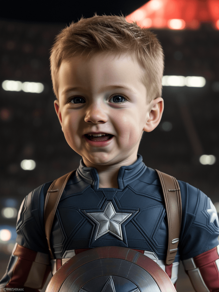 AI generated: Realism, best realism, portrait, portraiture, portrait photography, baby boy captain america, marvel...