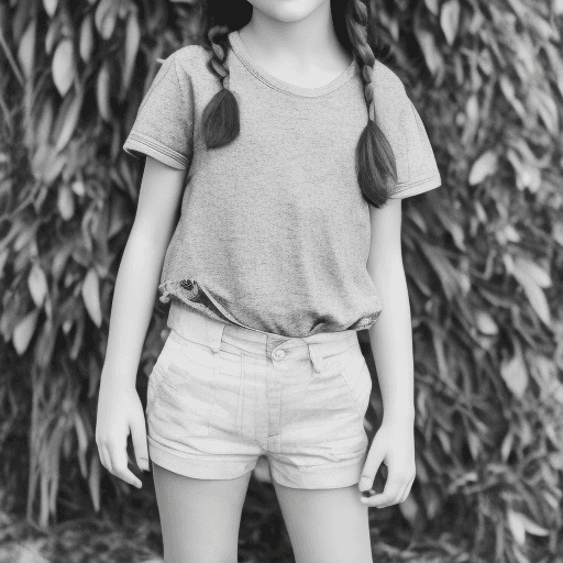 AI generated: A photo of a young girl in blue shorts