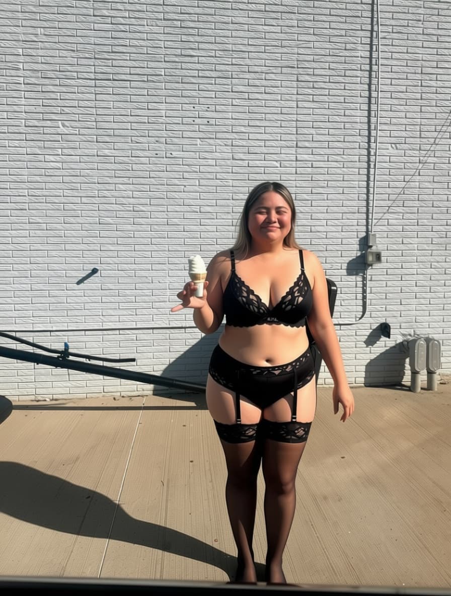 AI generated: Can you make the panties smaller on her lingerie set