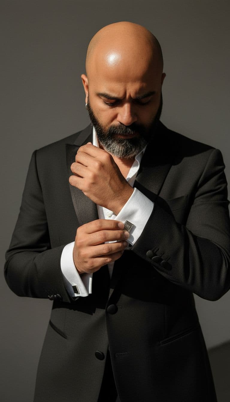 AI generated: Adjustment of Cufflink (Detailed Mid-Shot)
Ultra-realistic, mid-shot portrait focusing on a precise...