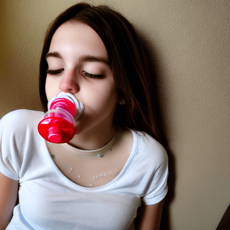 AI generated: beautiul 18 year old lating girl sucking on a pacifier. 