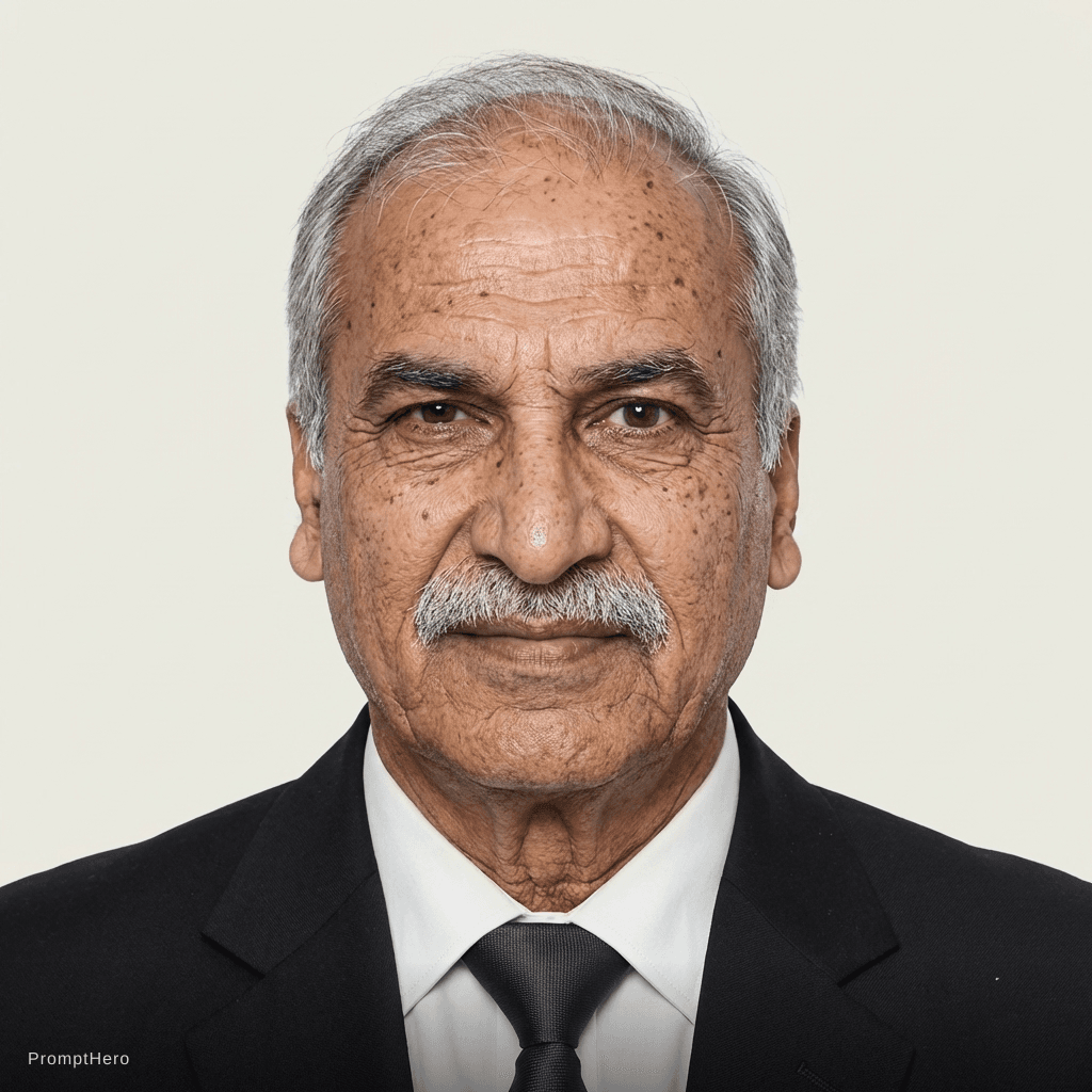 AI generated: 80 years old with gray hair and wrinkles
