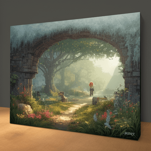 AI generated: pixel art landscape in award winning incredible art design illustration --v 4