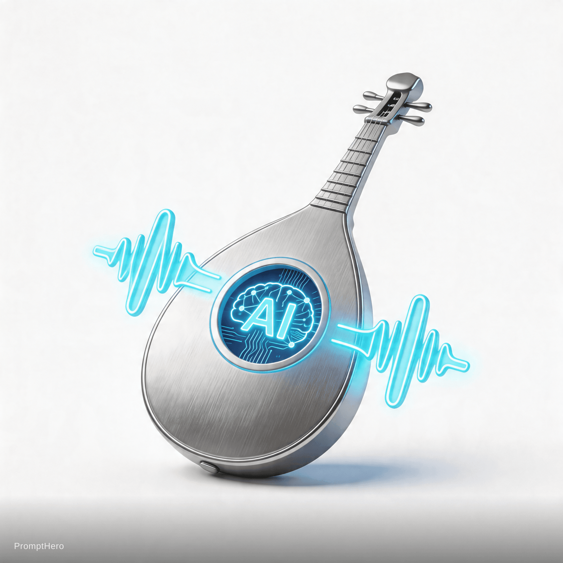 AI generated: Design a high-impact 3D logo for the brand “AI-Music-Arabic-Producer” that embodies a futuristic, in...