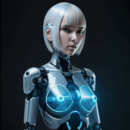 AI generated: Transparent Elegant Anime Futuristic Android Humanoid Robot, Cyberpunk Artificial Intelligence Movie...