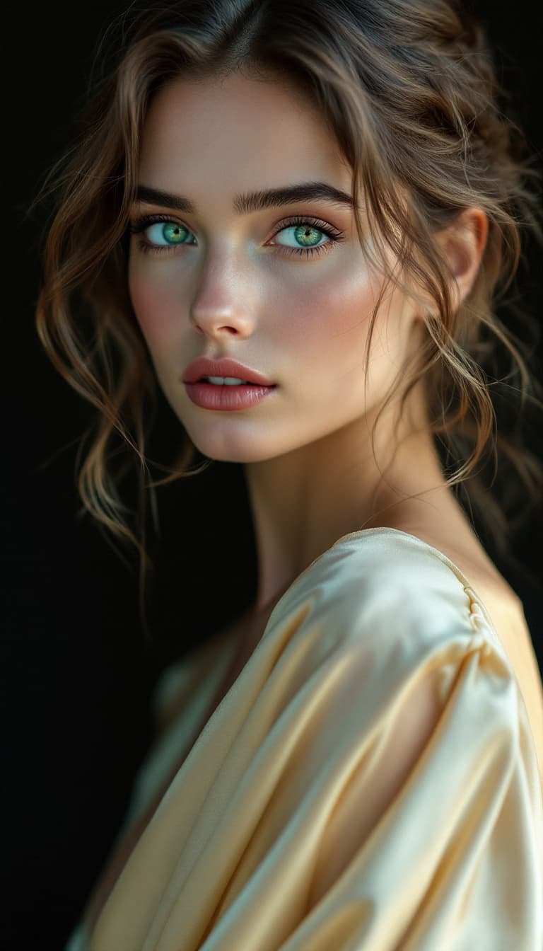 AI generated: "A captivating high-resolution portrait captured with a Sony A1 50.1 MB camera through a 75mm prime ...