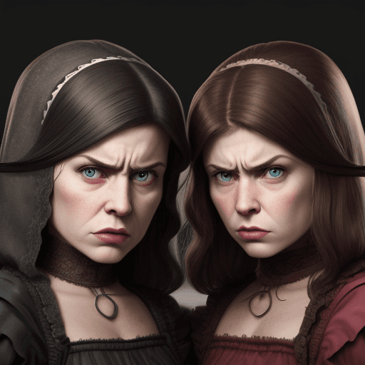 AI generated: Two mean sisters exclude nice sister, photo realistic 