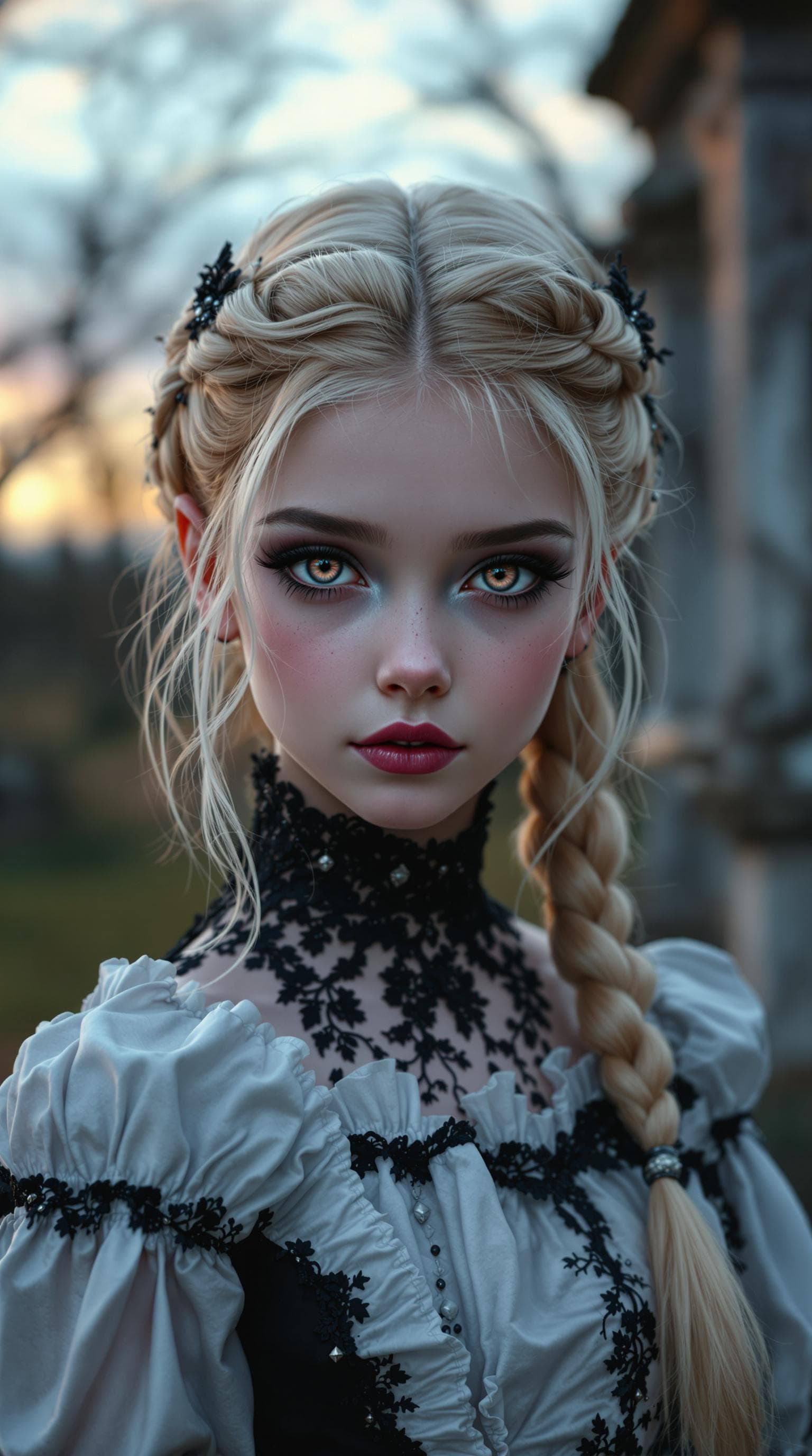 AI generated: a professional photo of a exceptionally of the most beautiful Russian vampire girl in the world, (ag...
