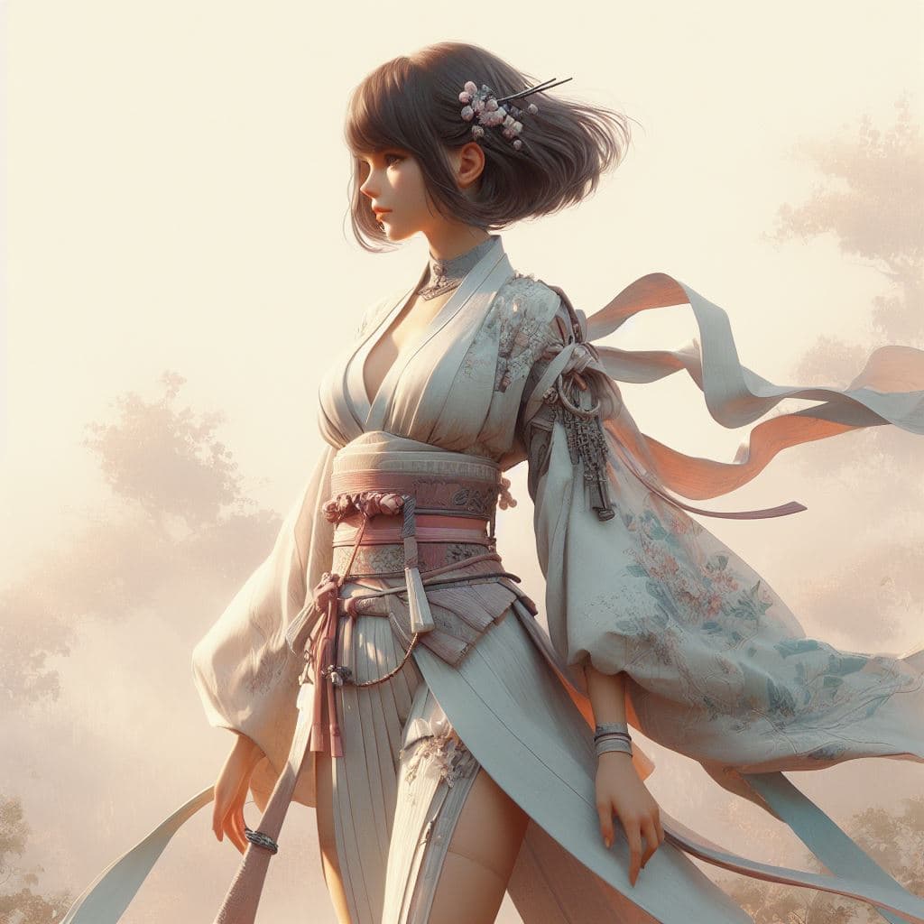 AI generated: Digital 2D painting, full-length body shot, highly detailed, soft colors, natural soft lightning, su...