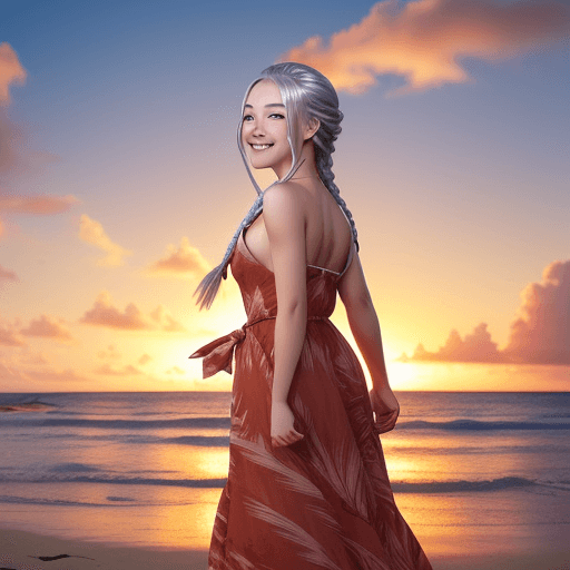 AI generated: outdoors, 20 years old, perfect anime quality, sunset, beautiful scenery, perfect face, perfect brai...