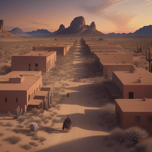 AI generated: "Embark on a visual journey to January 1st, 1824, within the Sonoran desert town through the lens of...