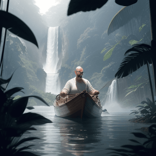 AI generated: Stunning visual photo of an older, bald man wearing round transparent glasses, with thick mustache, ...