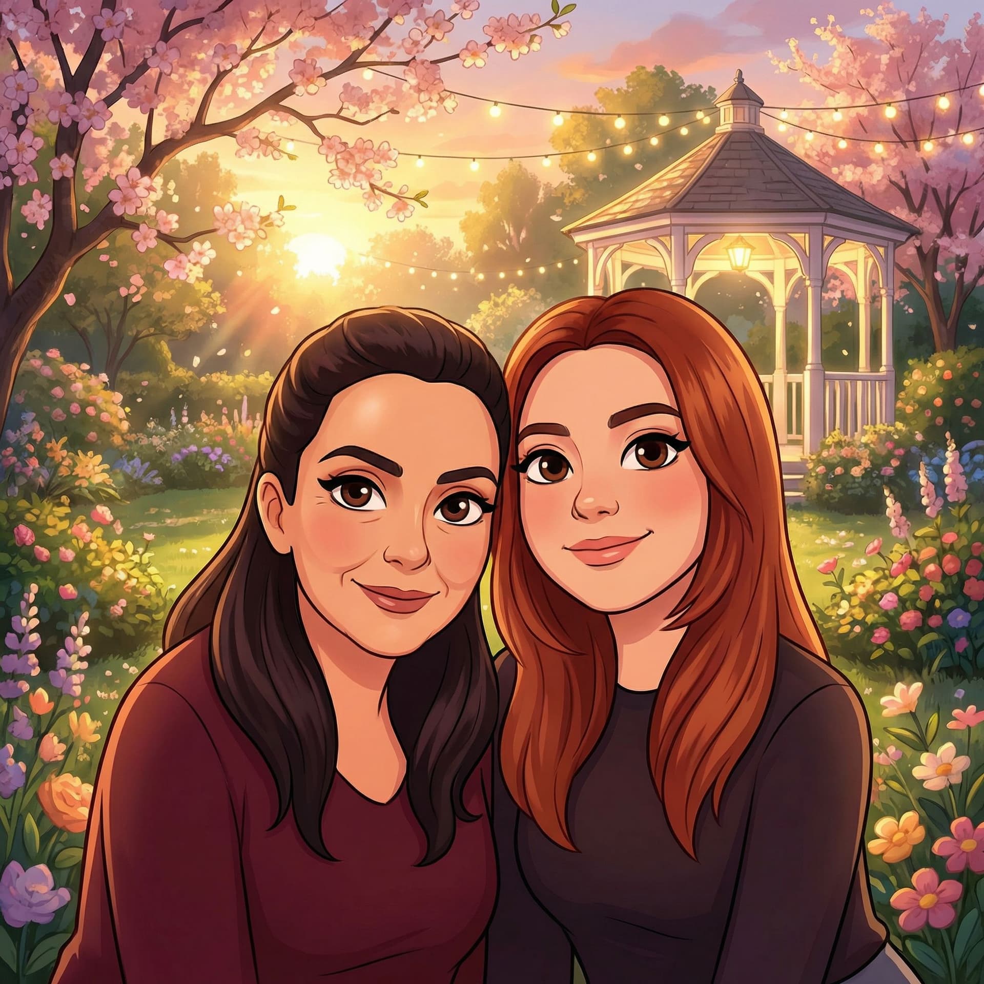 AI generated: Create a cartoon respecting the original features of the 3D image; use a beautiful setting; I'll lea...