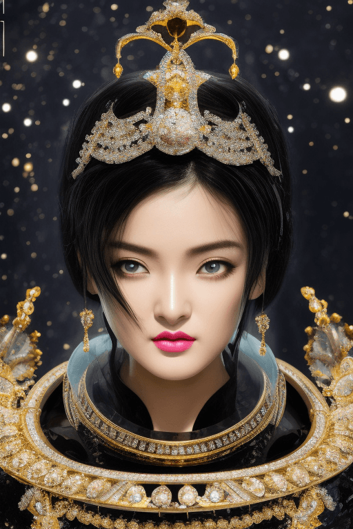 AI generated: full-body rococo and cyberpunk delicate crystalline sculpture of a muscular iridescent U-Jin_b girl ...