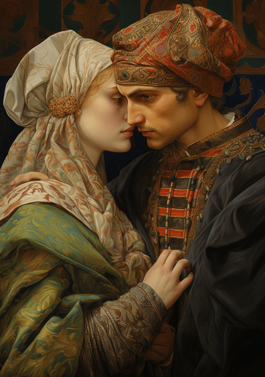 AI generated: An imaginary picture of a couple being confronted, realist detail, samson pollem, monumental ensembl...
