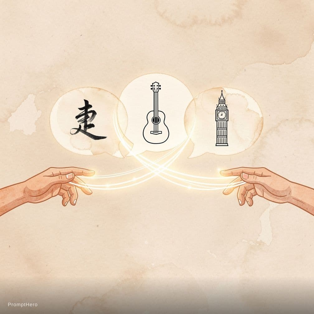 AI generated: Two hands reaching toward each other from left and right, but instead of touching, their fingertips ...