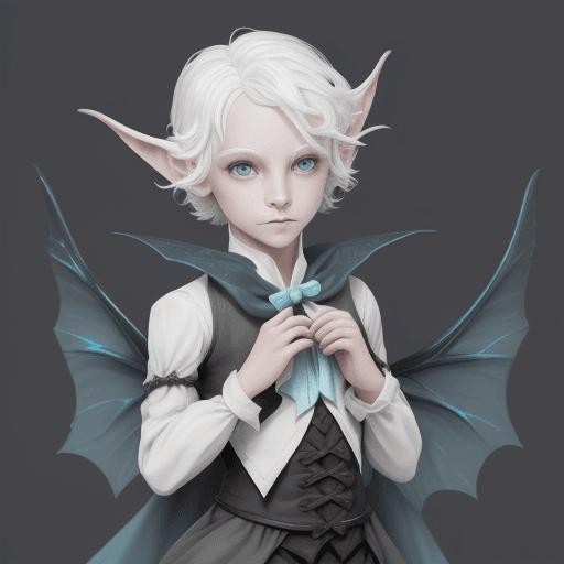 AI generated: DnD Changeling, good looking, fey like appearence, pale figure, cute young playful with bow , white ...