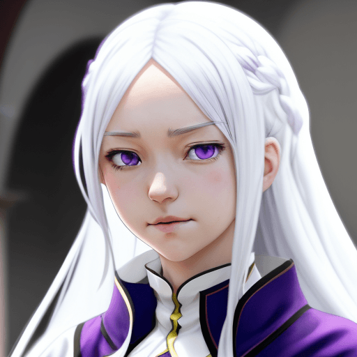 AI generated: Emilia, Re:Zero kara Hajimeru Isekai Seikatsu, long hair, white hair, purple eyes, facing, best qual...