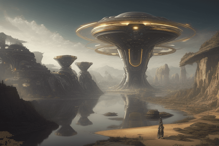 AI generated: masterpiece, best quality, (solarpunk:1.2), (afrofuturism), landscape, highres