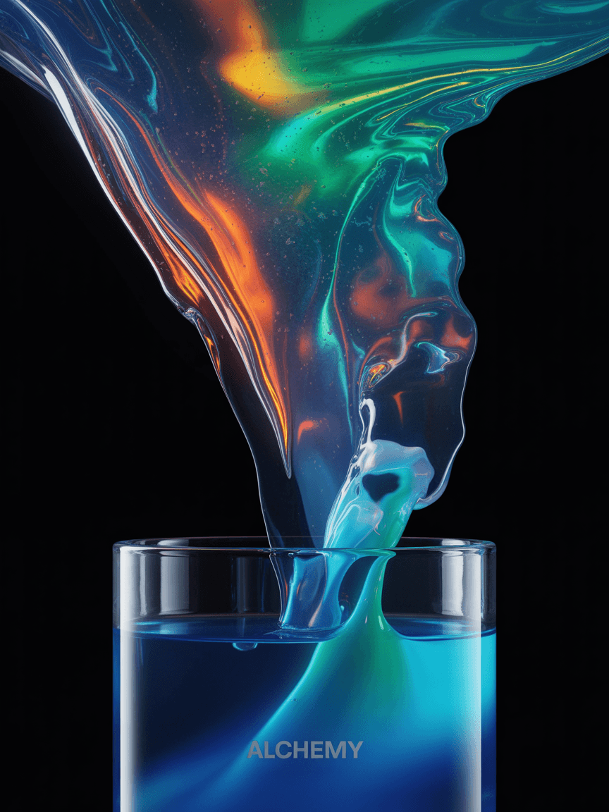 AI generated: detailshot, colourful liquid flow shake 
