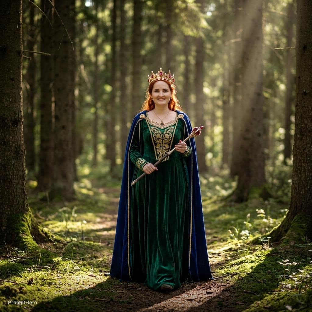 AI generated: Do in this girl Queen, walk in the forest