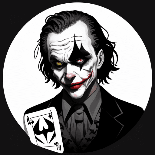 AI generated: realistic joker card, black and white, silhouette, logo, stencil, flat vector