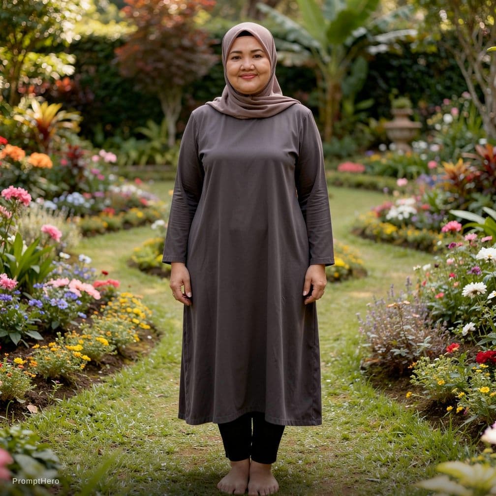 AI generated: An Indonesian woman, Sundanesse,  beautiful, fair skinned, round face, oval chin, clear eyes, medium...