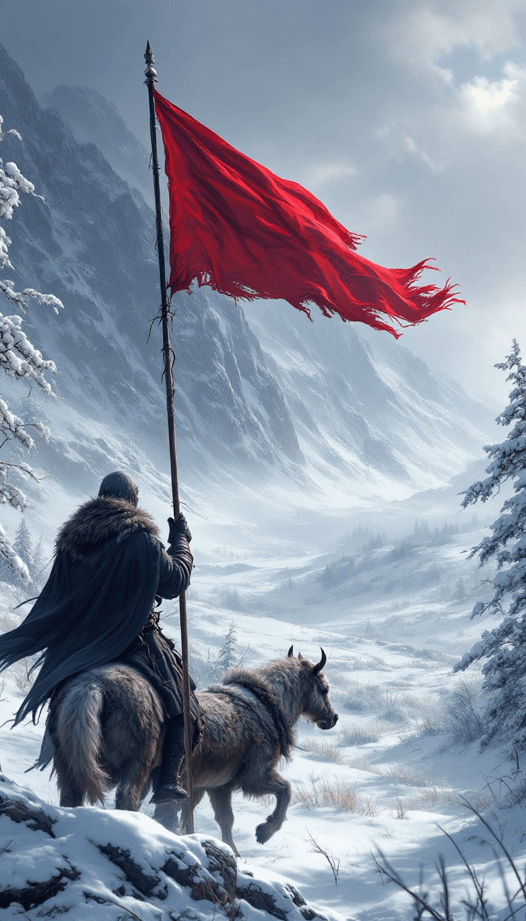 AI generated: a red flag of truce game of thrones, in the style of detailed hunting scenes, impressive panoramas, ...
