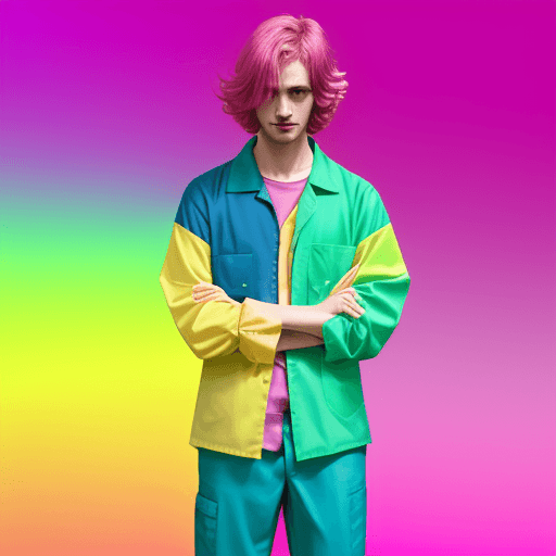 AI generated: background, trades jobs, magenta, matt light green, blue, golden yellow 