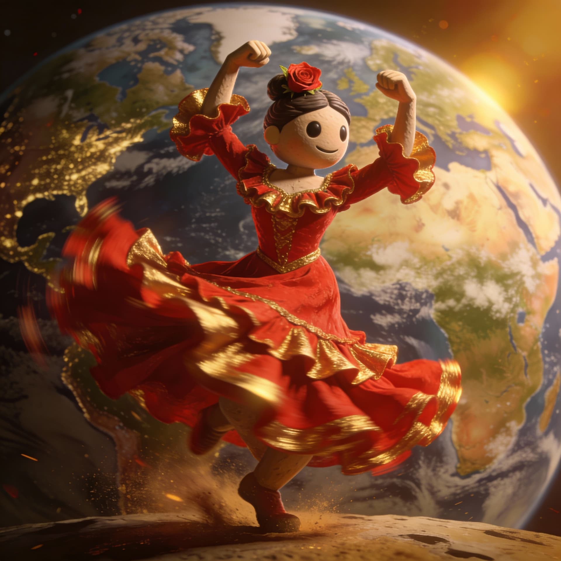 AI generated: un planeta tierra que baila flamenco y no va de broma