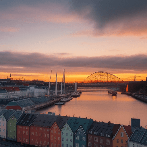 AI generated: Gothenburg with a sunset