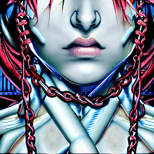 AI generated: portrait of sexy woman in heavy bondage, ropes, chains, shibari, large breasts, large ass, intricate...