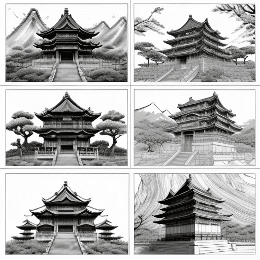 AI generated: Fantasy landscapes set in China, Chinese temple, Asian anime like, Asian anime film drawings::1.5, J...