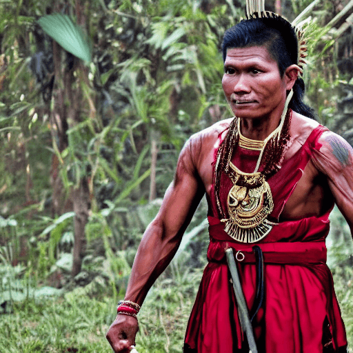 AI generated: Create an epic full body image A powerful Indonesian warrior from the Majapahit era, around 40 years...