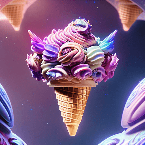 AI generated: polished lush galactic ornate floral edm cyborg ice cream cones : : weta disney pixar movie still ph...