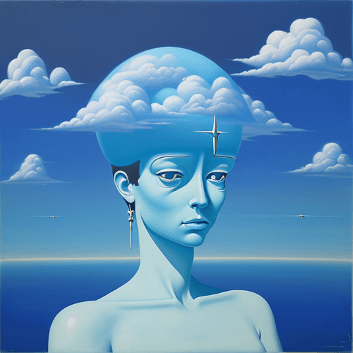 AI generated: a surrealistic painting free mind. Sky Blue! illogical