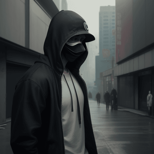 AI generated: cinematic 4K image of a photo-realistic, enigmatic character standing amidst urban environment, char...